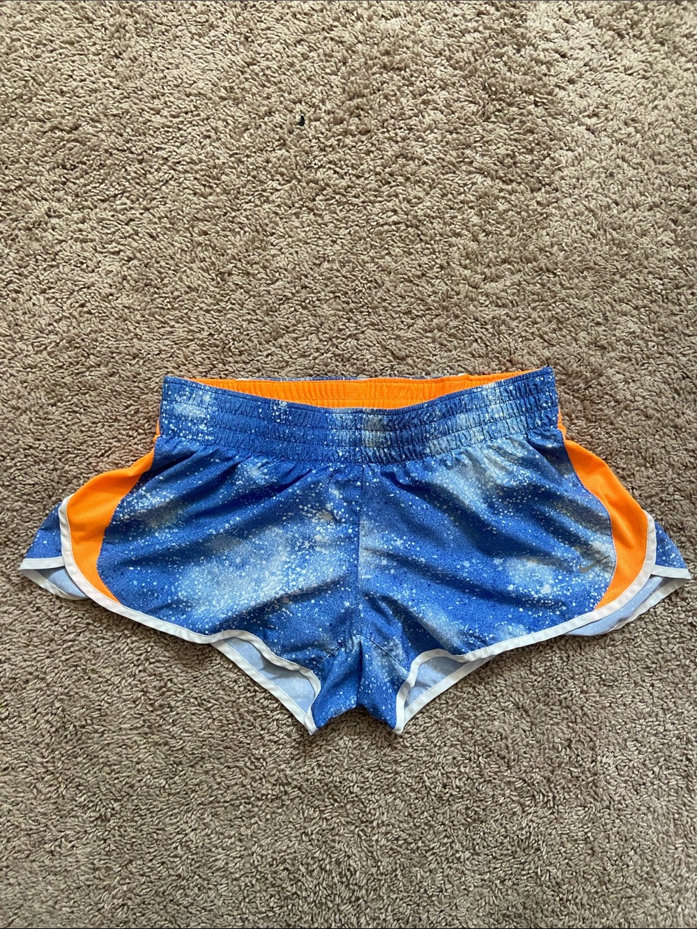 Women's Nike Blue & Orange Dri-Fit Athletic Running Shorts